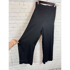 MADEWELL black viscose solid polka dot elastic waistband wide leg pants XXS